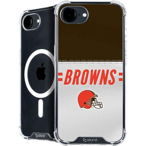 NFL Cleveland Browns White Striped iPhone 16e MagSafe Case