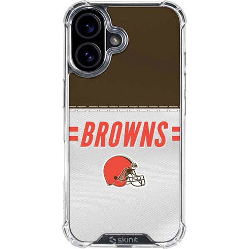 NFL Cleveland Browns White Striped iPhone 17 Clear Case
