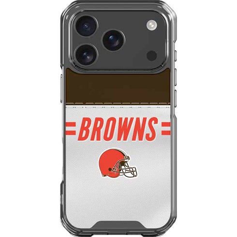 NFL Cleveland Browns White Striped iPhone 18 Pro Clear Case