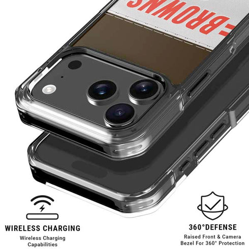 NFL Cleveland Browns White Striped iPhone 18 Pro Clear Case