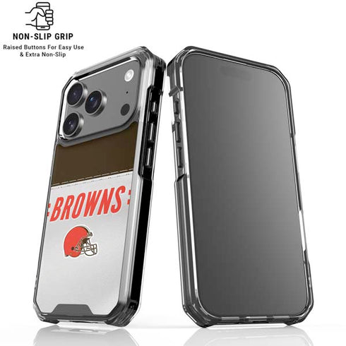 NFL Cleveland Browns White Striped iPhone 18 Pro Clear Case