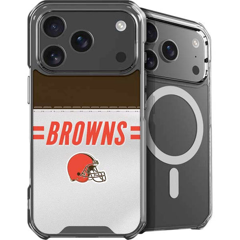 NFL Cleveland Browns White Striped iPhone 18 Pro MagSafe Case