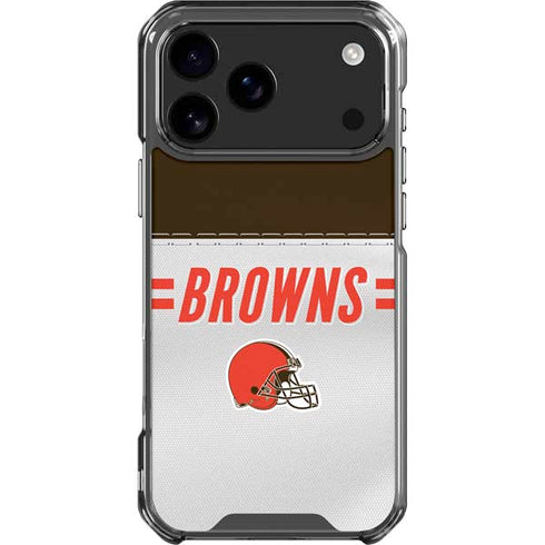 NFL Cleveland Browns White Striped iPhone 18 Pro Max Clear Case