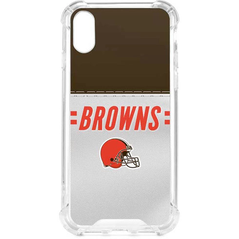NFL Cleveland Browns White Striped iPhone XS Clear Case