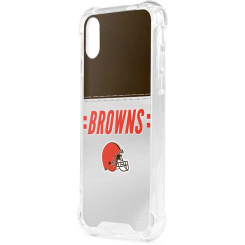 NFL Cleveland Browns White Striped iPhone XS Clear Case