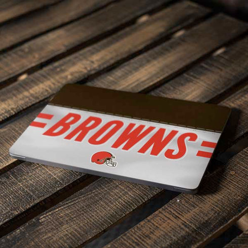 NFL Cleveland Browns White Striped Apple MacBook Air Skin