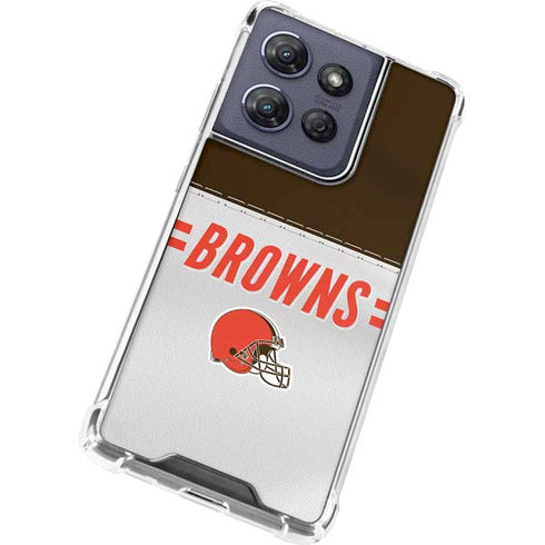 NFL Cleveland Browns White Striped Moto G 5G (2025) Clear Case
