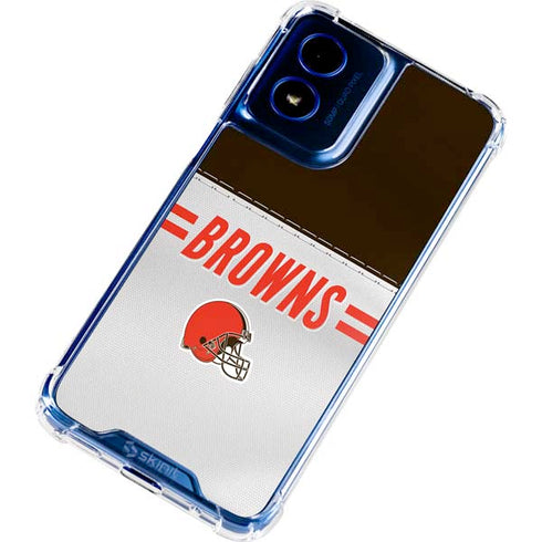 NFL Cleveland Browns White Striped Moto G 5G (2024) Clear Case