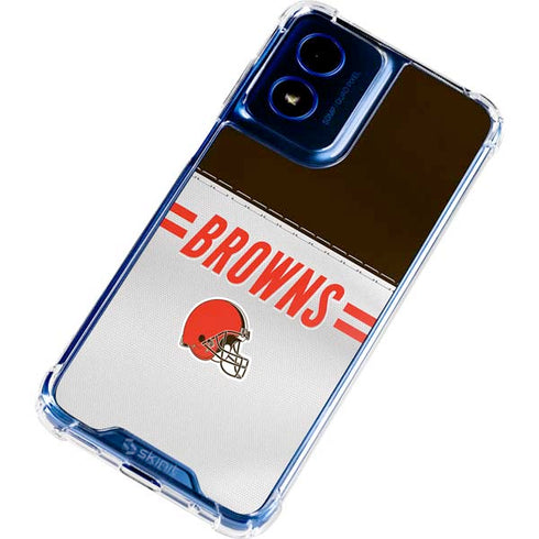NFL Cleveland Browns White Striped Moto G Play 4G (2024) Clear Case