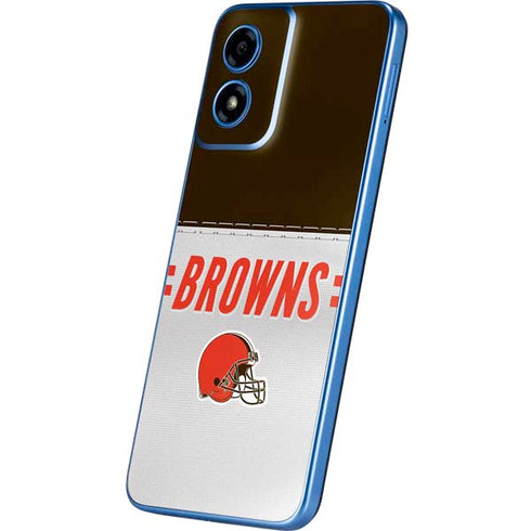 NFL Cleveland Browns White Striped Moto G Play 4G (2024) Skin