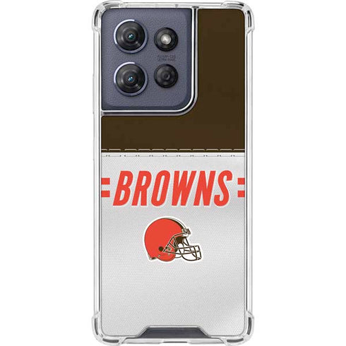 NFL Cleveland Browns White Striped Moto G Play 5G (2025) Clear Case
