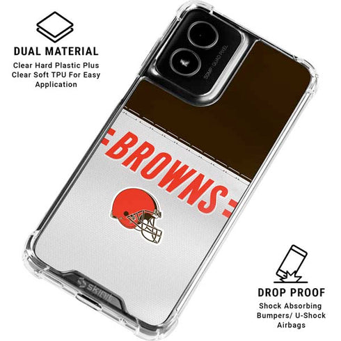 NFL Cleveland Browns White Striped Moto G Power 5G (2024) Clear Case