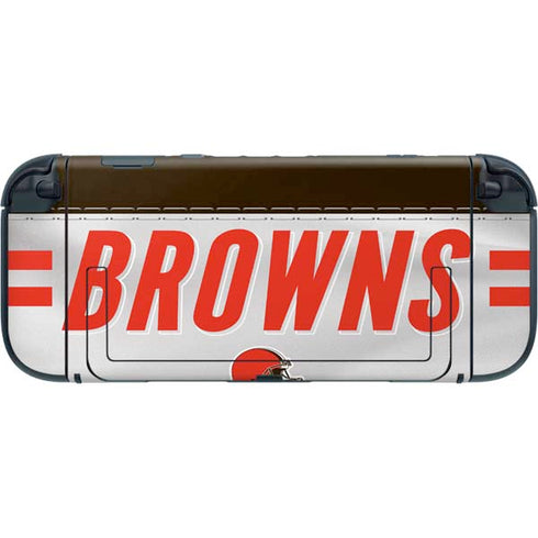 NFL Cleveland Browns White Striped Nintendo Switch 2 (2025) with Joy-Con Skin