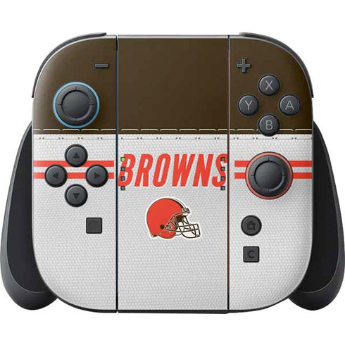 NFL Cleveland Browns White Striped Nintendo Switch 2 (2025) Joy-Con Controller Skin