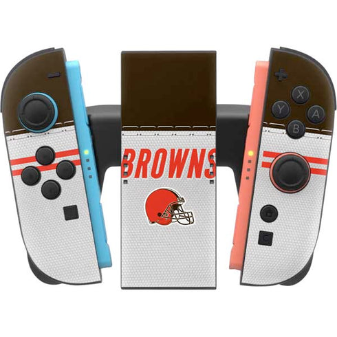 NFL Cleveland Browns White Striped Nintendo Switch 2 (2025) Joy-Con Controller Skin