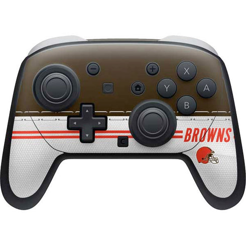 NFL Cleveland Browns White Striped Nintendo Switch 2 (2025) Pro Controller Skin