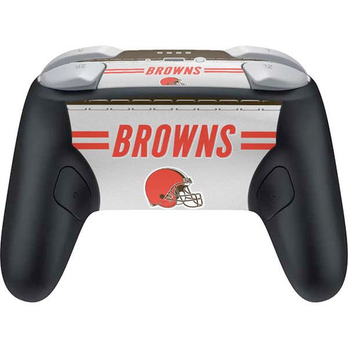 NFL Cleveland Browns White Striped Nintendo Switch 2 (2025) Pro Controller Skin