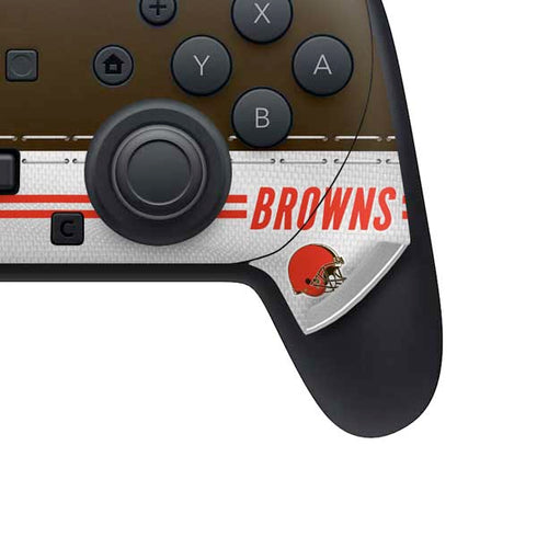 NFL Cleveland Browns White Striped Nintendo Switch 2 (2025) Pro Controller Skin