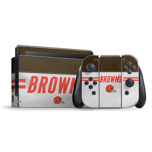 NFL Cleveland Browns White Striped Nintendo Skins