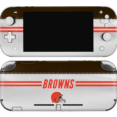 NFL Cleveland Browns White Striped Nintendo Switch Lite Skin