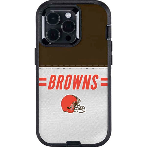 NFL Cleveland Browns White Striped Otterbox Defender iPhone Skin