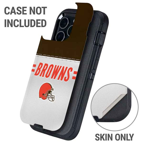 NFL Cleveland Browns White Striped Otterbox Defender iPhone Skin