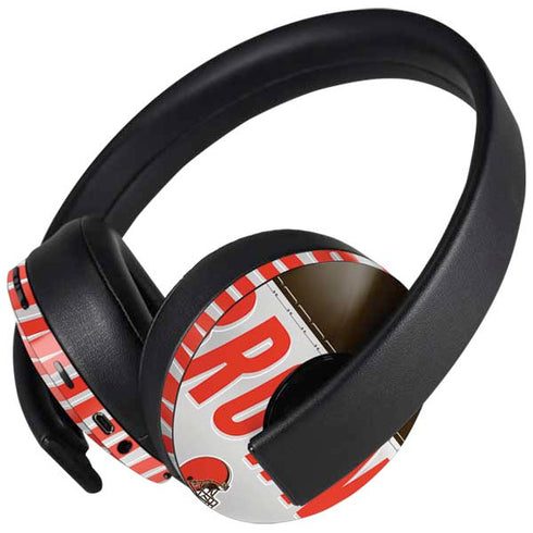 NFL Cleveland Browns White Striped PlayStation 4 Gold Wireless Headset Skin