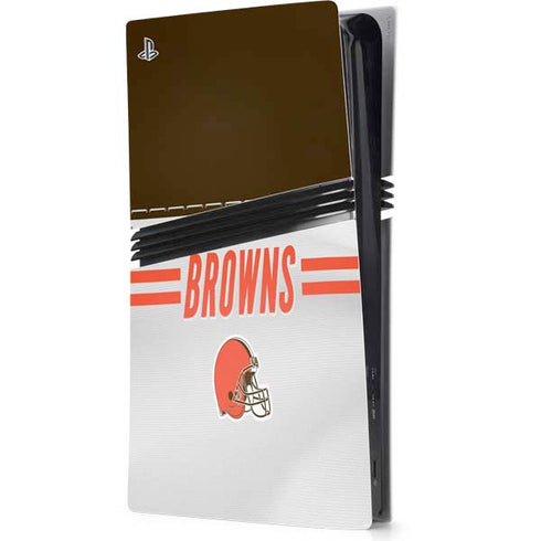 NFL Cleveland Browns White Striped PS5 Pro Console Skin