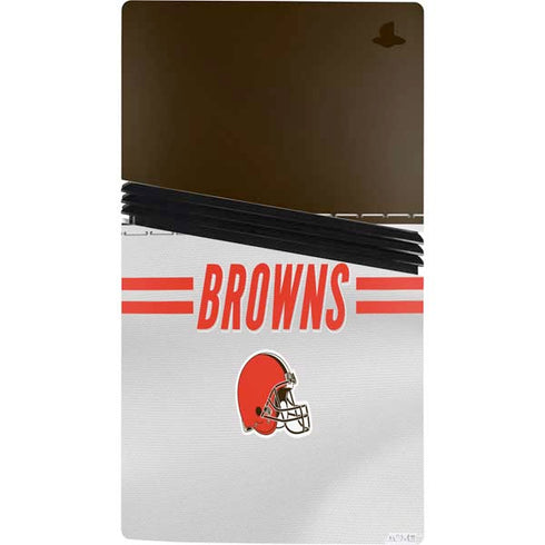 NFL Cleveland Browns White Striped PS5 Pro Console Skin