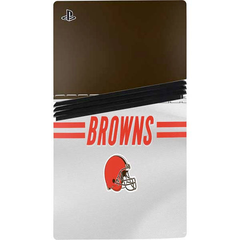 NFL Cleveland Browns White Striped PS5 Pro Disk Console Skin