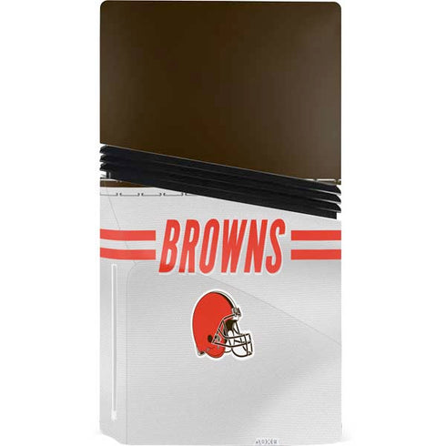 NFL Cleveland Browns White Striped PS5 Pro Disk Console Skin