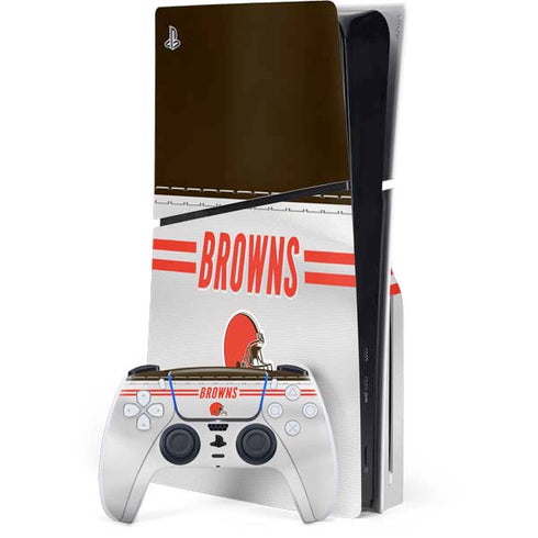 NFL Cleveland Browns White Striped PlayStation PS5 Skins