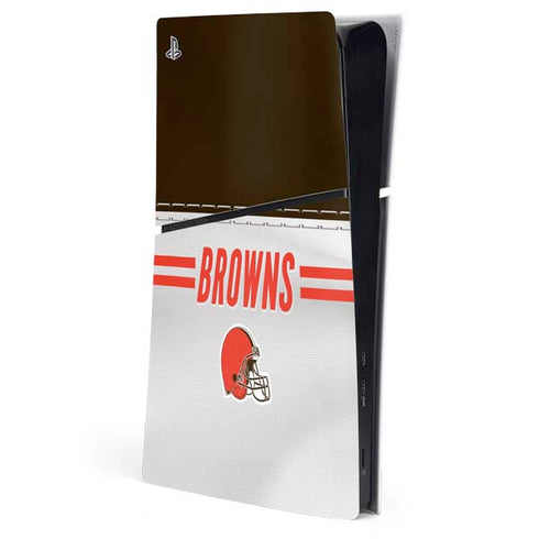 NFL Cleveland Browns White Striped PlayStation PS5 Skins