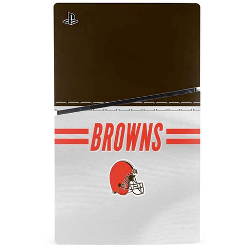 NFL Cleveland Browns White Striped PS5 Slim Digital Edition Console Skin