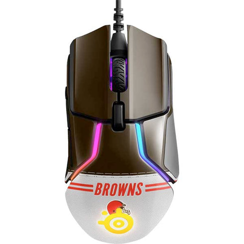 NFL Cleveland Browns White Striped SteelSeries Rival 600 Gaming Mouse Skin