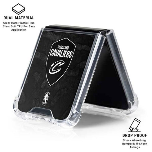 NBA Cleveland Cavaliers Black Animal Print Galaxy Z Flip6 Clear Case