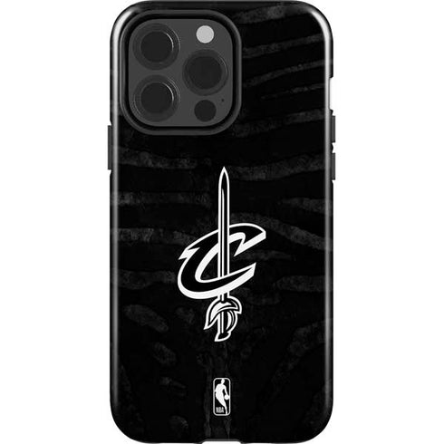NBA Cleveland Cavaliers Black Animal Print iPhone 15 Pro Impact Case