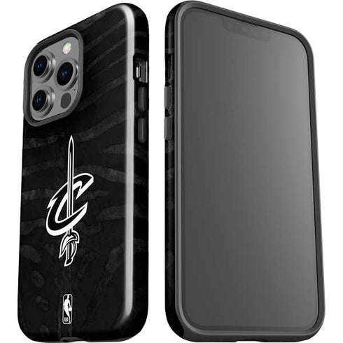 NBA Cleveland Cavaliers Black Animal Print iPhone 15 Pro Impact Case