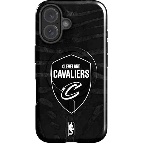 NBA Cleveland Cavaliers Black Animal Print iPhone 16 Magsafe Impact Case