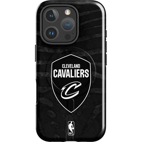 NBA Cleveland Cavaliers Black Animal Print iPhone 16 Pro Max Magsafe Impact Case