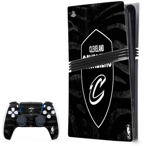 NBA Cleveland Cavaliers Black Animal Print PS5 Pro Bundle Skin