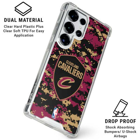 NBA Cleveland Cavaliers Digi Camo Galaxy S25 Ultra Clear Case
