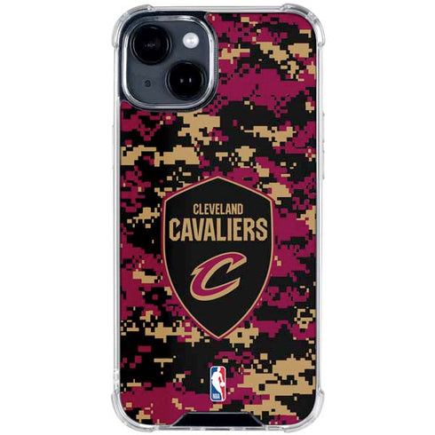 NBA Cleveland Cavaliers Digi Camo iPhone 15 Clear Case
