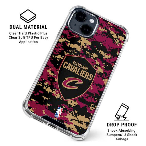 NBA Cleveland Cavaliers Digi Camo iPhone 15 Clear Case