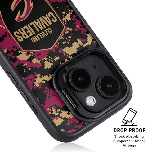 NBA Cleveland Cavaliers Digi Camo iPhone 15 Kickstand Case