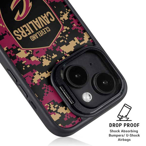 NBA Cleveland Cavaliers Digi Camo iPhone 15 Plus Kickstand Case