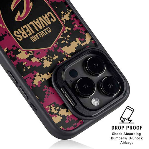 NBA Cleveland Cavaliers Digi Camo iPhone 15 Pro Kickstand Case
