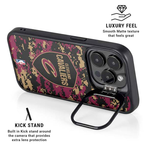 NBA Cleveland Cavaliers Digi Camo iPhone 15 Pro Max Kickstand Case