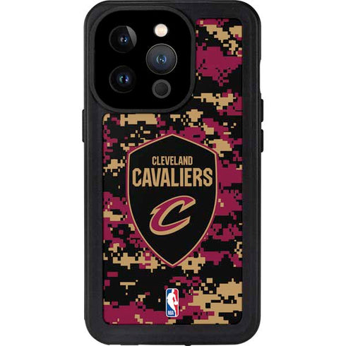 NBA Cleveland Cavaliers Digi Camo iPhone 15 Pro Waterproof Case