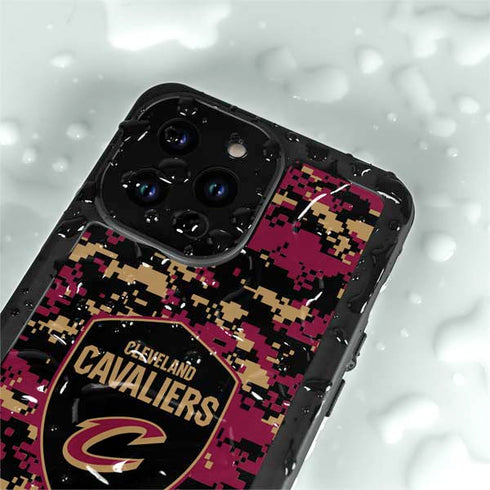 NBA Cleveland Cavaliers Digi Camo iPhone 15 Pro Waterproof Case